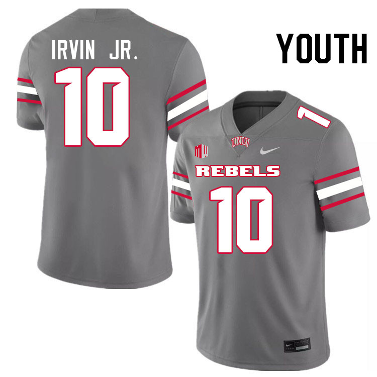 Youth #10 DeAngelo Irvin Jr. UNLV Rebels College Football Jerseys Stitched-Grey